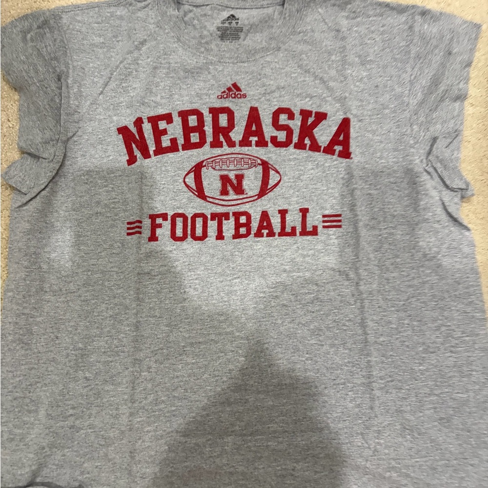 Adidas Kids Gray Nebraska Football Tee